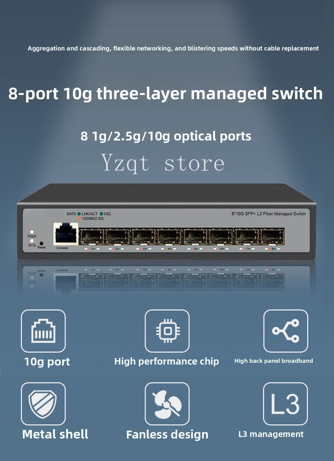 Sfp+ 10G Managed Switch 8 Port - 8-portowy przełącznik Ethernet 10 Gigabit, przeznaczony